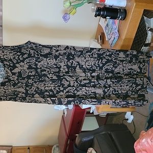 Croft and Barrow smocked black/brown dress with pockets, 2x